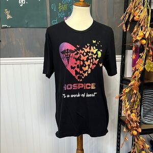 Black Graphic T-Shirt with Heart Design